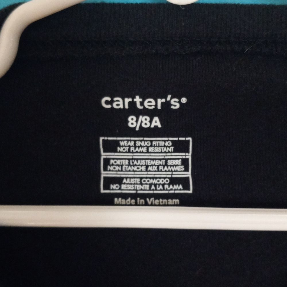 Carter's Glow in the dark Skeleton Halloween Long sleeve black shirt glowing eye - Picture 3 of 3